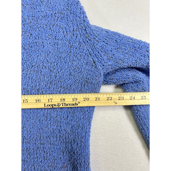 Sigrid Olsen Blue Textured Knit Hooded Cardigan Button Front Women's Size M - Picture 7 of 8